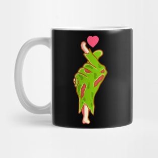 zombie hand saranghae finger heart Mug